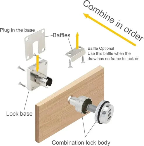 Vista 4 de Keyless Zinc Alloy Thickened Lock Tongue 3 Digital Combination Cam Square Base 1Pcs(7)