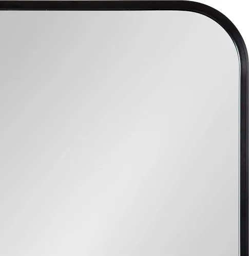 Vista 6 de Kate and Laurel Zayda Radius - Espejo rectangular de pared, 30 x 42, negro, espejo rectangular minimalista con marco de metal con esquinas