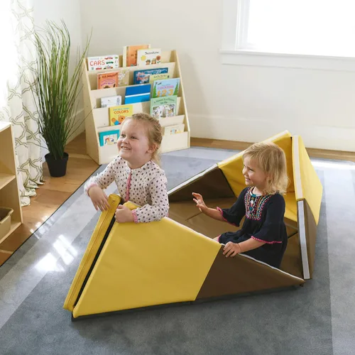 Vista 11 de ECR4Kids SoftZone - Tapete de juego para campamento, canoa y secadora, tapete de juego para niños, color chocolate/amarillo