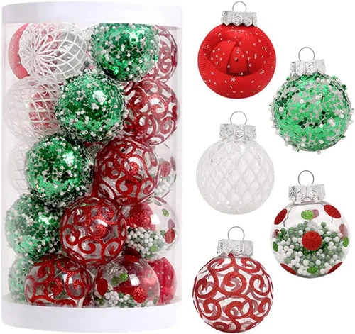 Vista 12 de 25 bolas de Navidad de 2.36 pulgadas, inastillables, adornos colgantes para árbol de Navidad, decoraciones de Navidad, color negro y dorado