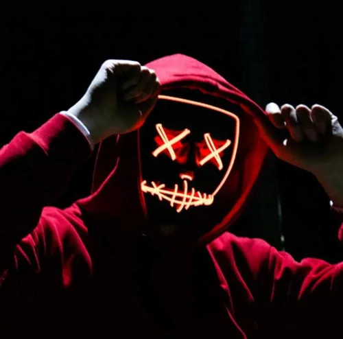 Vista 3 de Máscara LED aterradora de Halloween, máscara de purga iluminada para festival, fiesta de cosplay