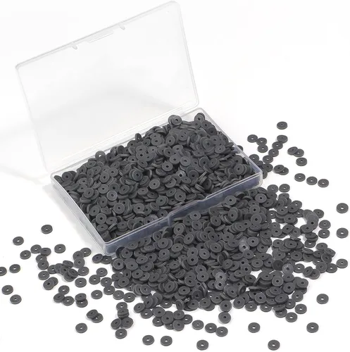 Vista 33 de Cuentas de arcilla polimérica negra, cuentas Heishi de 0.236 in para joyería, pulseras, collares, 1000