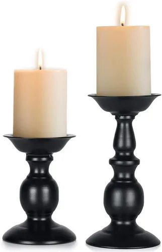 Vista 14 de NUPTIO Pillar Candle Holder Brass: Gold Tall Candles Stand for 3" Pillars Latón