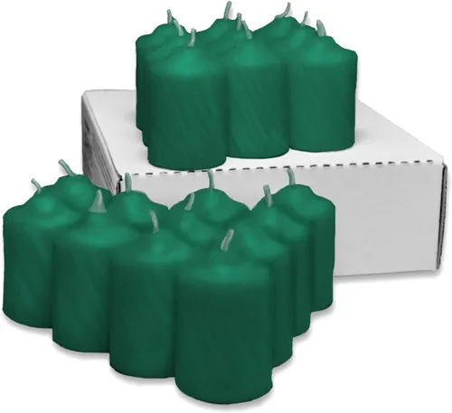 Vista 3 de Velas votivas perfumadas de pino verde, 15 horas de tiempo de combustión, acabado texturizado, caja de 20