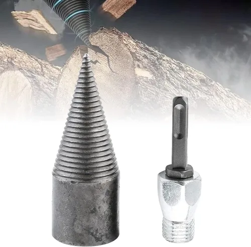 Vista 8 de Wood Log Splitter Firewood Drill Bit, Removable Wood Splitter Drill Bits, Heavy Duty Drill Screw Cone Driver with Square/Round Handle for
