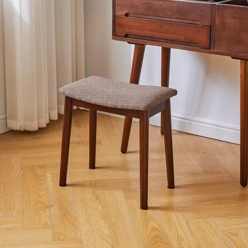 Vista 9 de IBUYKE Taburete de Tocador con Cojín de Silla de Montar, Taburete Reposapiés con Patas de Madera Maciza, Banco de Tocador Otomano Moderno