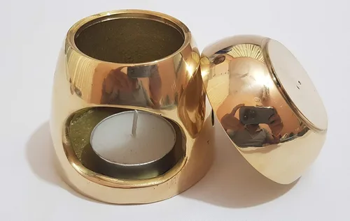 Vista 3 de Pure Source India Quemador de latón Quemador de aceite esencial con vela para aceites difusores Relájate con aromaterapia en casa, para aliviar