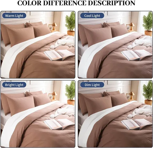 Vista 449 de NEXHOME PRO Funda de edredón Twin XL 100% algodón lavado, transpirable, duradera, texturizada, similar al lino, juego de ropa de cama para el hogar
