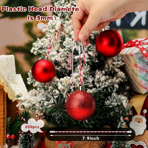 Vista 3 de 300 piezas de adornos de Navidad para colgar en fiestas navideñas (rojo, blanco) Fabric Hang Tag Ropes with Locking Clips for Secure Display