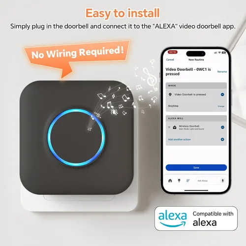 Vista 4 de Timbre inalámbrico WiFi para Google Nest, Ring, Blink - Paquete de 2