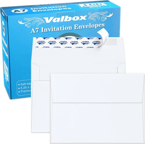 Vista 11 de ValBox Sobres de invitación A1, 100 unidades – 3.5 x 5 pulgadas, sobres marrones autosellantes para invitaciones, bodas, baby shower, tarjetas