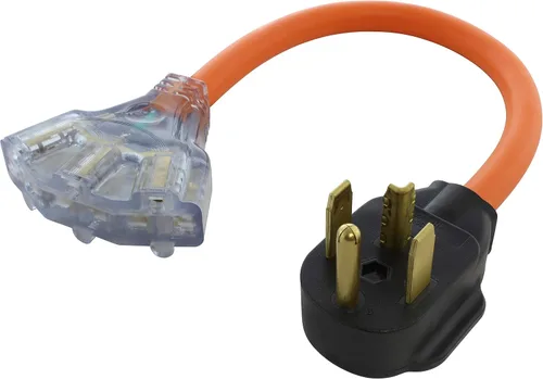 Vista 22 de AC WORKS Adaptador de salida de pared para secadora de 30 amperios y 4 clavijas (para enchufe de secadora de 30 A de 3 clavijas)