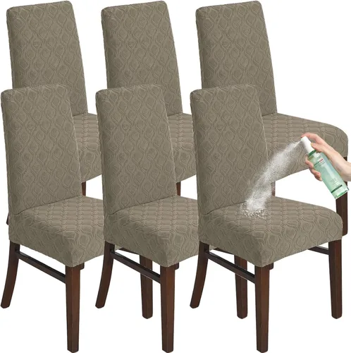 Vista 11 de Fundas de silla para comedor Fundas de jacquard impermeables (negro, 2 piezas) Las fundas de jacquard elásticas impermeables refrescan las sillas
