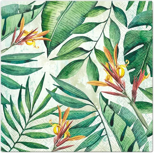 Vista 25 de Servilletas de papel de flores de primavera y verano, tamaño almuerzo, desechable, 20 unidades, 13 x 13 pulgadas (desplegadas) (Bird of Paradise)