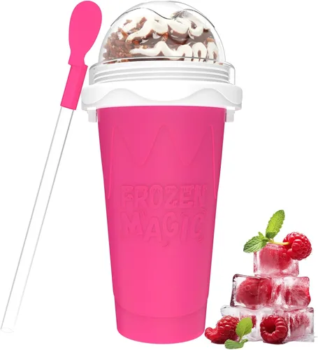 Vista 9 de Taza de Fabricante de Granizado, Juego de Tazas de Granizado DIY Mágicas de Apretar, Tazas de Apretar Portátiles para Jugos, Leche y Helados, Taza