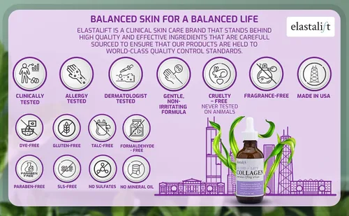 Vista 8 de Elastalift Suero de colágeno para la cara + crema corporal de colágeno y crema hidratante facial, paquete de 2 piezas para el cuidado de la piel