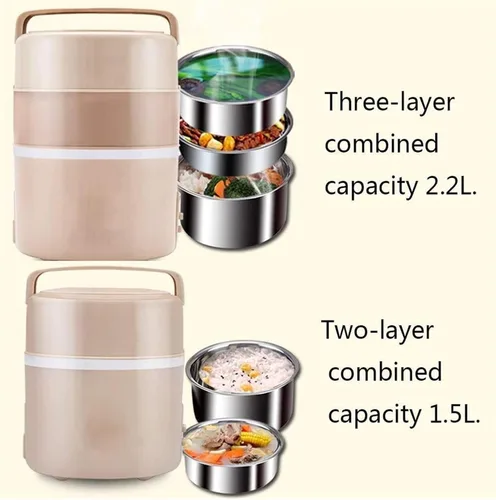 Vista 6 de Fiambrera eléctrica - Calentador de alimentos portátil 110V 300W, calentador de alimentos portátil de acero inoxidable extraíble 2.2L