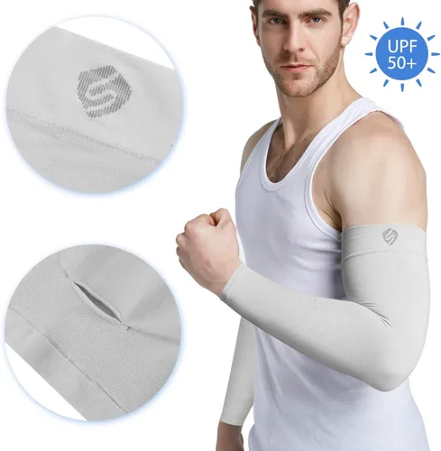 Vista 2 de SHINYMOD Mangas de protección UV para enfriar o calentar brazos para hombres y mujeres
