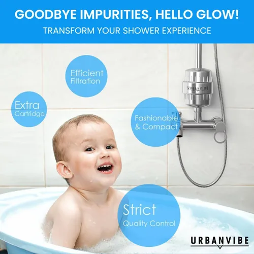 Vista 7 de Urbanvibe Juego de cabezal de ducha filtrado de lujo de 20+3 etapas para agua dura, elimina el cloro y las sustancias nocivas, filtro de cabezal