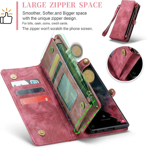 Vista 4 de Asuwish Funda de teléfono para Samsung Galaxy S22 Ultra 5G con cremallera, protector de pantalla de vidrio templado y tarjetero abatible, accesorios