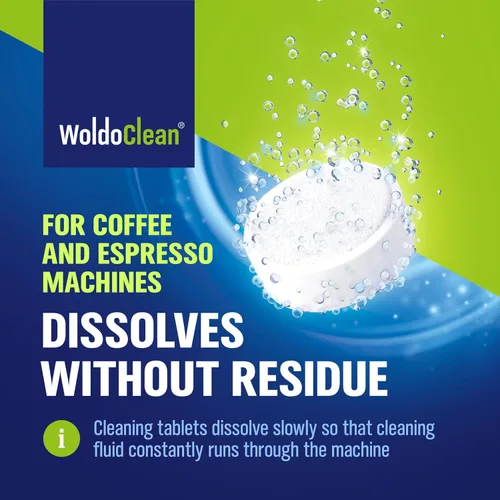 Vista 6 de WoldoClean Tabletas de limpieza para máquinas de café totalmente automáticas 10 x 0.07 oz - Compatible con Breville, DeLonghi, Jura, Philips, Miele