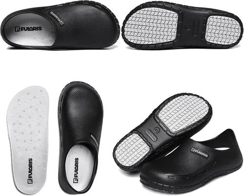 Vista 7 de Zapatos antideslizantes para hombre, resistentes al agua, al aceite, para chef, enfermería, médicos, zapatos adecuados para cocina, restaurante