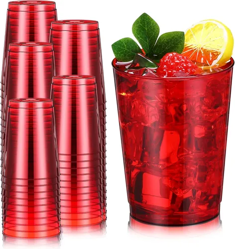 Vista 11 de Minatee 100 vasos de plástico desechables de lujo, vasos de cóctel de vino resistentes para graduaciones, bodas y fiestas de cumpleaños, vasos