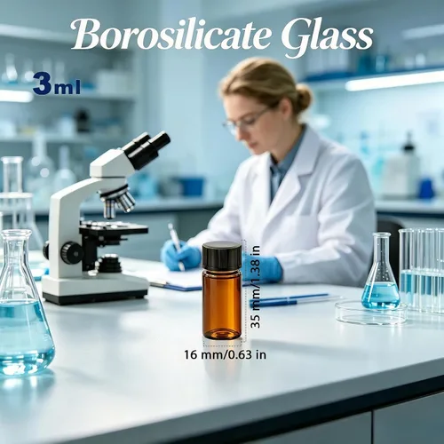 Vista 2 de 20pcs Colección de Muestra Líquida Borwn Botellas de Vidrio Frascos Tapón Tornillo Capacidad 0.1 fl oz Ámbar