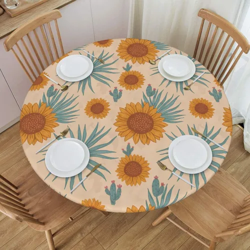 Vista 49 de Decorative Round Tablecloth Fitted Elastic 26" - 30" Butterfly Waterproof Table Cloth Cover Stretch Table Pad Cover for Parties Weddings Banquet
