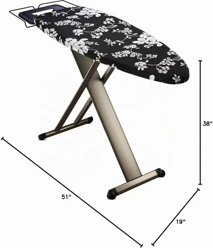 Vista 9 de Bartnelli Pro Luxury - Tabla de planchar extra ancha de 51x19 pulgadas con soporte para plancha de vapor resistente, ruedas para fácil