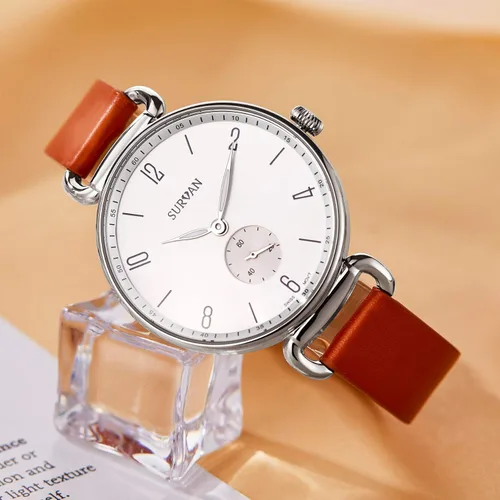 Vista 7 de SURVAN WatchDesigner Watches for Women Swiss-Quartz Fashion Wrist Watch for Women Sapphire Mirror 18k Yellow Gold Ion-Plated Stainless Steel Case