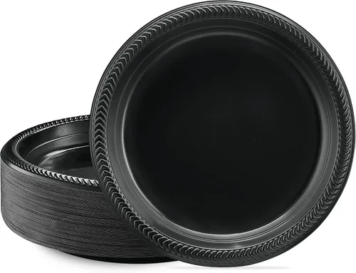 Vista 8 de PLASTICPRO 100 cuencos de plástico negros ligeros de 5 onzas, cuencos pequeños de plástico para sopa, platos negros para ensalada y postre