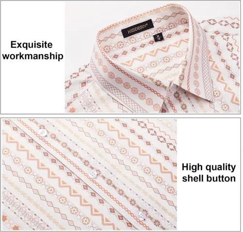 Vista 2 de HISDERN Men's Summer Tropical Shirts Short Sleeve Hawaiian Button Down Retro Shirts Striped Casual Beach 70S Vacation