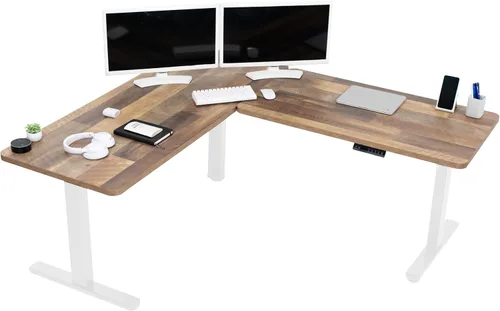Vista 10 de VIVO DESK-KIT-3E8BO - Escritorio eléctrico de altura ajustable de 83 x 60 pulgadas para trabajar de pie, con 2 cubiertas sólidas de bambú, marco
