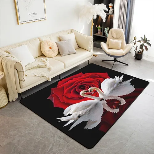 Vista 9 de Erosebridal Alfombra de área de dibujos animados de rana y libélula, para niños, niñas, adolescentes, alfombra con temática de animales de reptiles