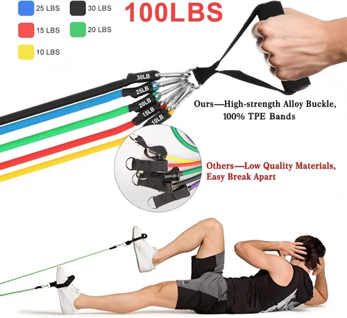 Vista 3 de Resistance Bands Set, Workout Bands with Handles, 5 Levels