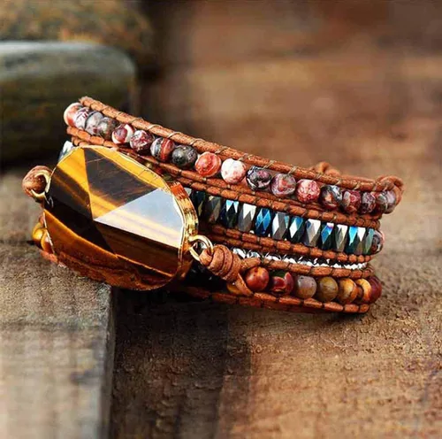 Vista 98 de ZOSOJONA - Pulseras bohemias hechas a mano de piedra natural, que dan vuelta, con cuentas de cristal de turquesa
