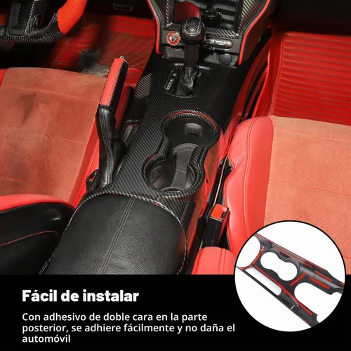 Vista 5 de RT-TCZ Cubierta de Panel de Cambios de Consola Central de Fibra de Carbono, Marco de Portavasos, Kit de Accesorios de Decoración Interior para Ford