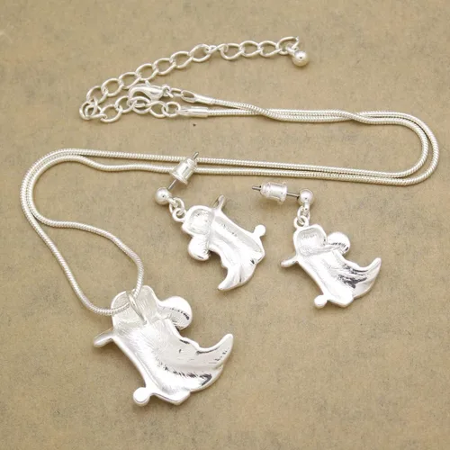 Vista 6 de RechicGu Conjunto de collar y aretes de cadena de serpiente de vaquero con sombrero de vaquero del oeste de Texas