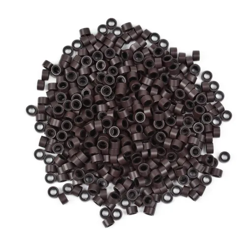 Vista 7 de 500 cuentas de micro anillos forradas de silicona de 0.197 in para extensiones de cabello con punta I (negro)