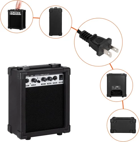 Vista 6 de Ktaxon Guitarra Bajo Eléctrica de 4 Cuerdas con Amplificador de 20 W, Pastilla Tipo PJ, Mástil de Arce Secado Naturalmente al Aire, Diapasón