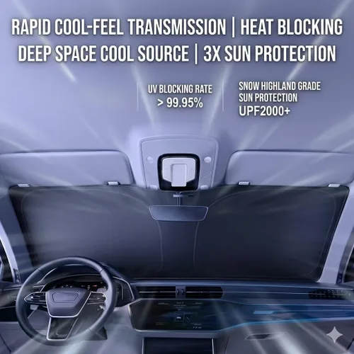 Vista 5 de Automotive Windshield Sun Shade for Honda HR-V 2023 2024 2025 2026, Front Window Heat Blocker Graphene Cooling Rays Reflector Opaque Foldable,M