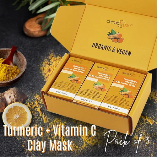 Vista 3 de Mascarilla facial de cúrcuma, tratamiento orgánico puro para el acné + aumenta la circulación + antienvejecimiento para el cuidado de la piel opaca