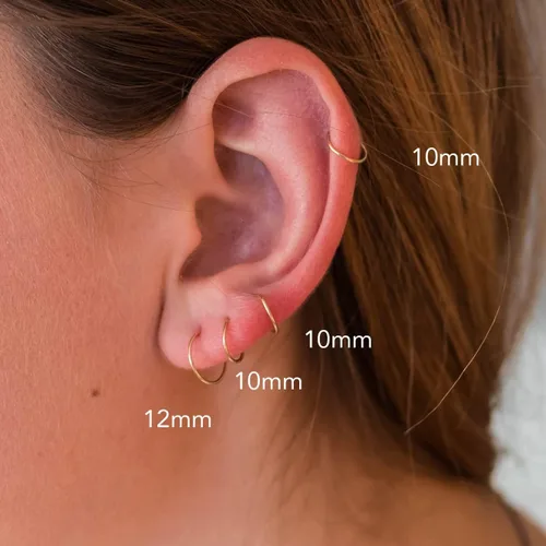 Vista 4 de Aretes de aro pequeños de plata de ley. Aretes de aro pequeños de plata de ley 925 maciza de calibre 24 de 0.472 in y media pulgada