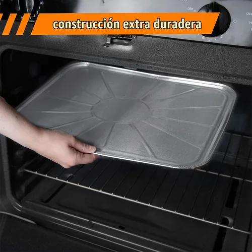 Vista 3 de Plasticpro Forro de horno de papel de aluminio desechable Bandeja de goteo reutilizable para horno - Bandeja para cocinar y hornear Paquete de 5