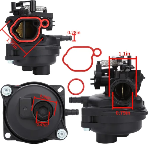 Vista 5 de 799584 592361 Carburador para cortacésped compatible con carburador de repuesto para 592361, 594057, 594058, 594529, 799584, 09P702, 103M02, 550EX