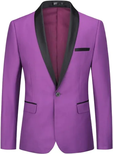 Vista 2 de Boyland Traje de 2 piezas para hombre, color sólido, chal, solapa, un botón, chaqueta del mismo color, pantalones de negocios, traje de negocios