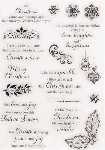 Vista 15 de Tis Season Sello de Goma Transparente con Sentimientos, Dichos y Frases de Feliz Navidad para Álbumes de Recortes/Fotos Decorativas y Elaboración