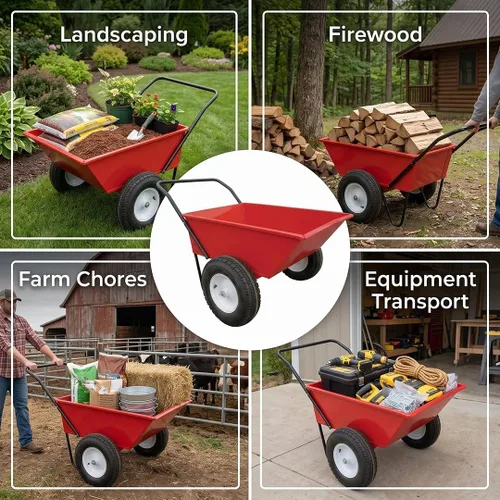 Vista 4 de FarmTek EZ-Haul - Carro de metal multiusos – Capacidad de 300 libras