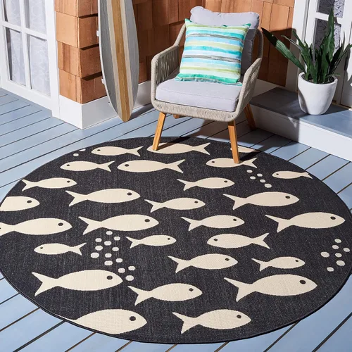 Vista 42 de SAFAVIEH Alfombra lavable para exteriores, colección Patio de 2.3 x 12 pies, color azul y beige, no desprende pelusa y fácil de limpiar, ideal
